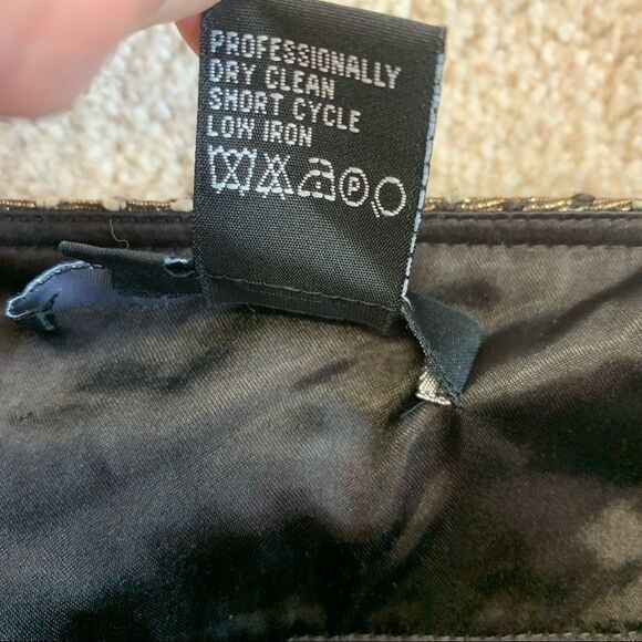 ETCETERA GOLD BRONZE METALLIC PENCIL SKIRT WOOL BLEND EXPOSED ZIPPERS SIZE 4 - Picture 9 of 12